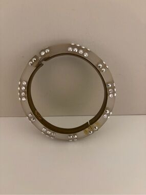 Alexis Bittar Lucite Swarovski Crystal cuff hinged bracelet (2/2 matching).